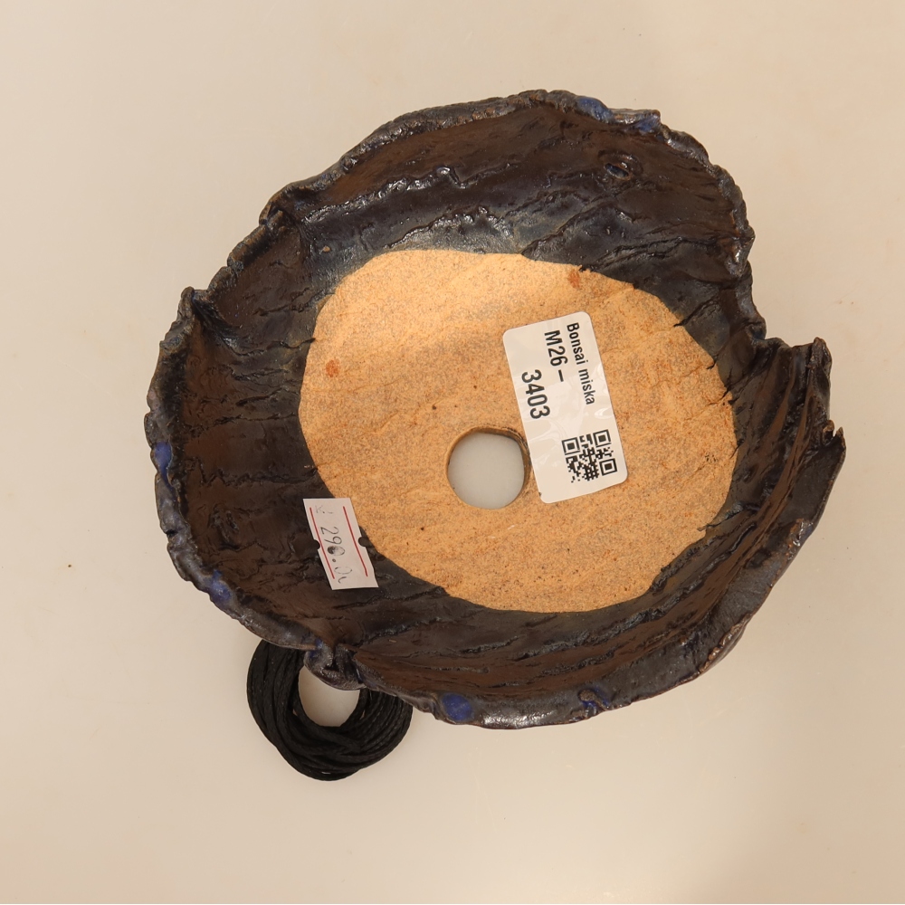 Keramische schaal voor Kokedama, 12,5 x 12 x 7 cm, kleur: blauw