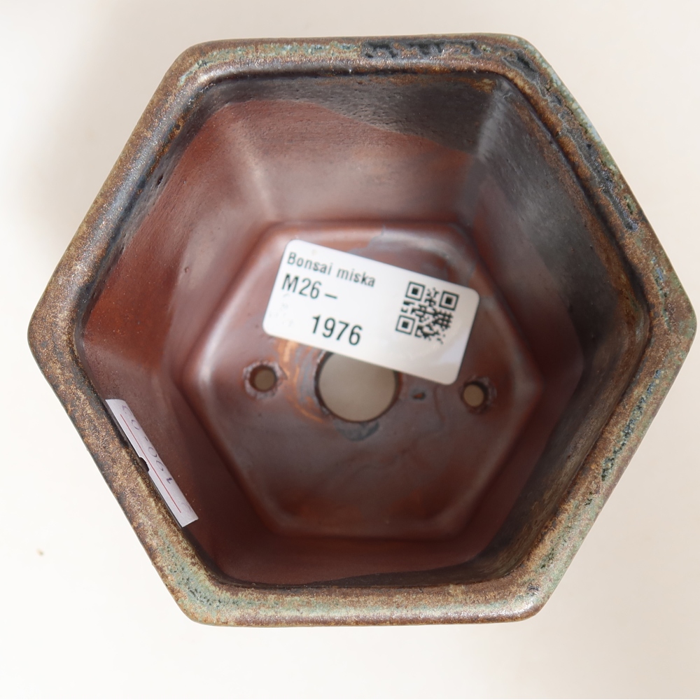 Keramische bonsaipot 9 x 8,5 x 8 cm, kleur bruingroen