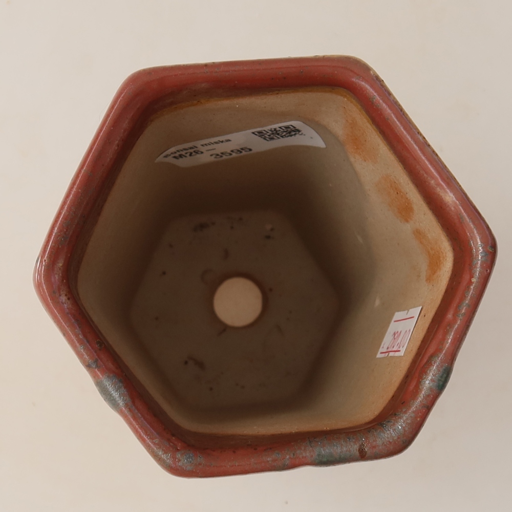 Keramische bonsaischaal 9,5 x 8,5 x 14,5 cm, kleur: roze