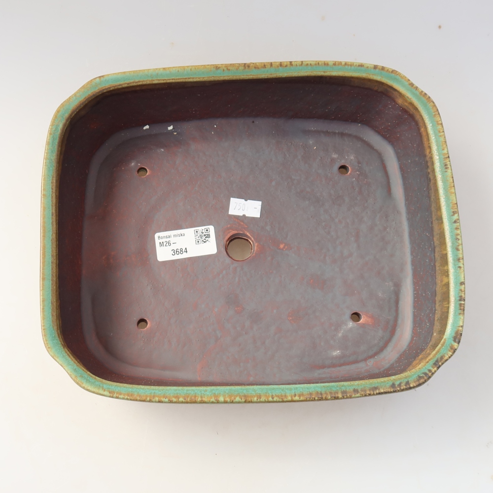 Keramische bonsaischaal 25 x 21 x 6,5 cm, kleur: groen