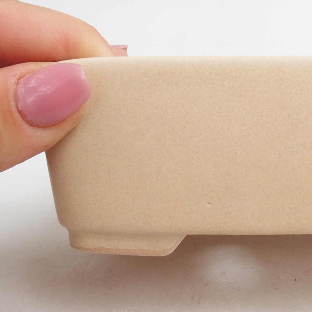 Bonsaischaal van keramiek 10,5 x 9 x 4,5 cm, kleur beige