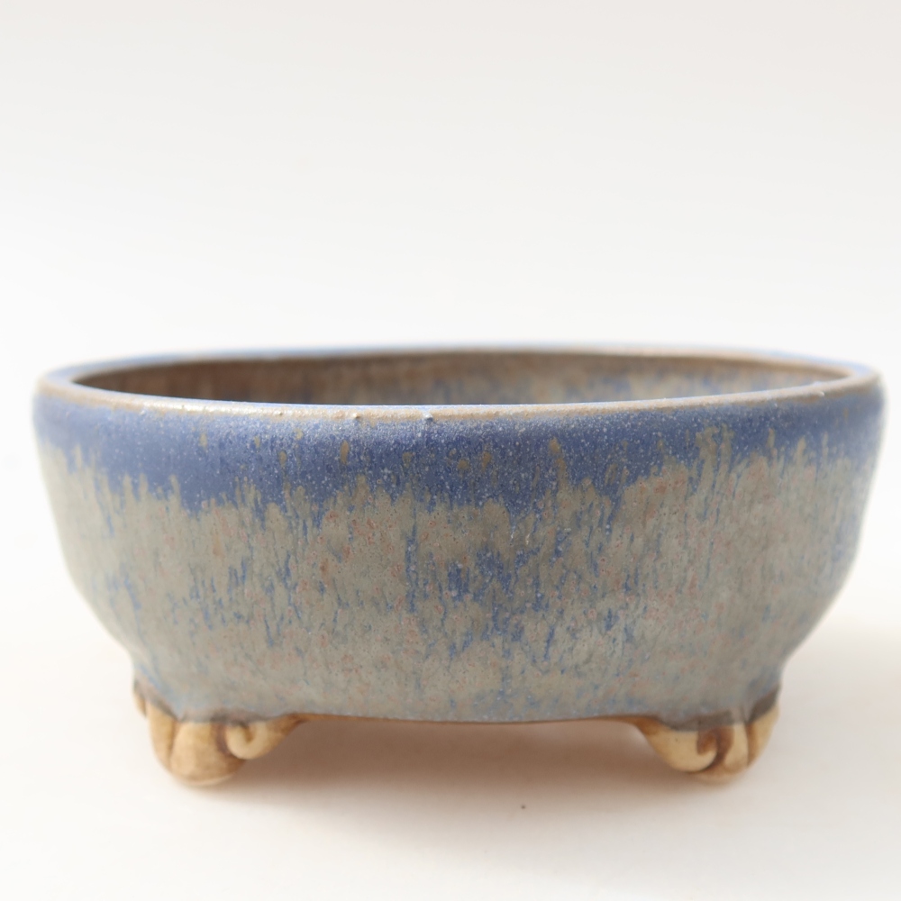 Keramische bonsaipot 10,5 x 10,5 x 4 cm, kleur: blauw