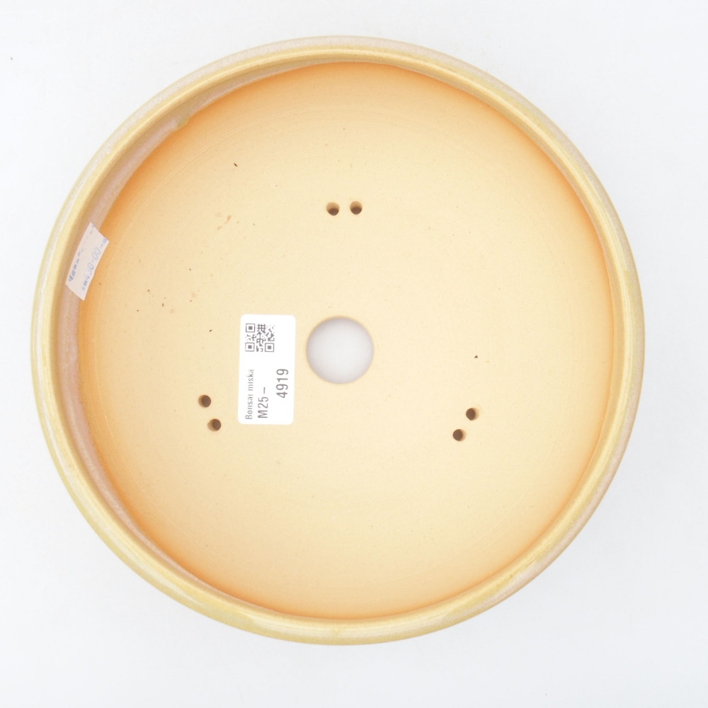 Bonsaischaal van keramiek 19,5 x 19,5 x 6 cm, kleur beige