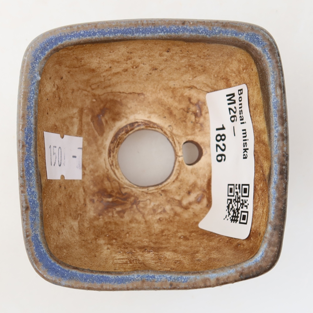 Keramische bonsaischaal 6 x 6 x 4 cm, kleur: blauw