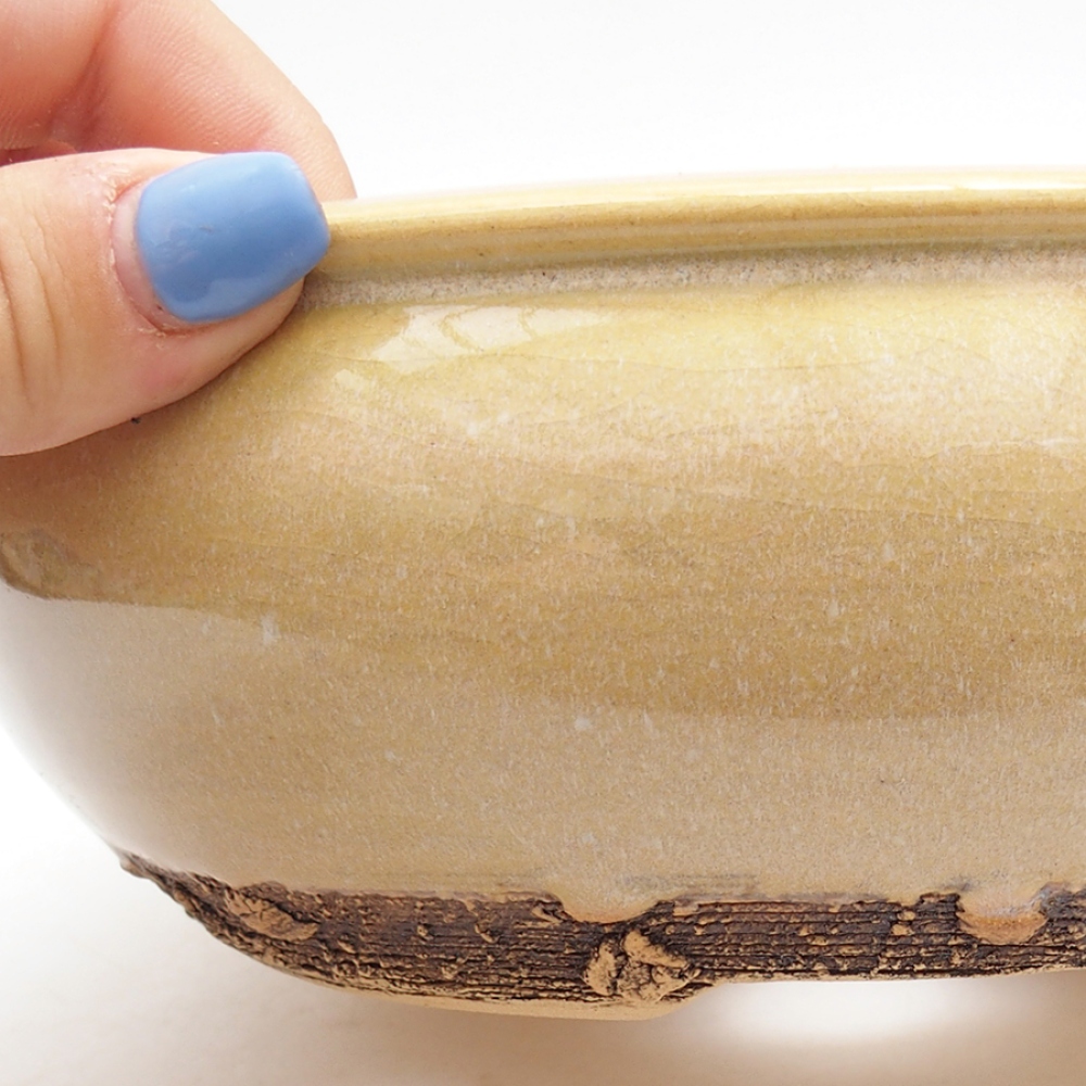 Bonsaischaal van keramiek 18,5 x 18,5 x 6,5 cm, groen