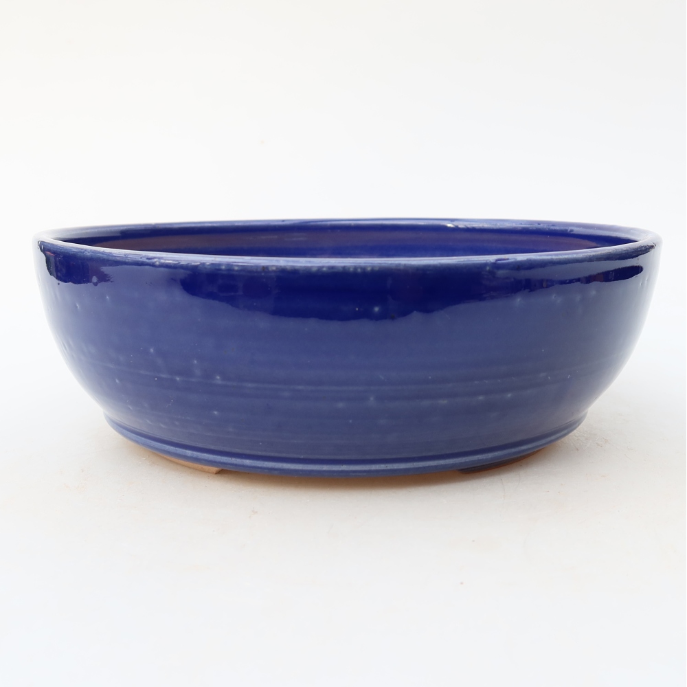 Bonsaischaal van keramiek 19 x 19 x 6 cm, kleur blauw