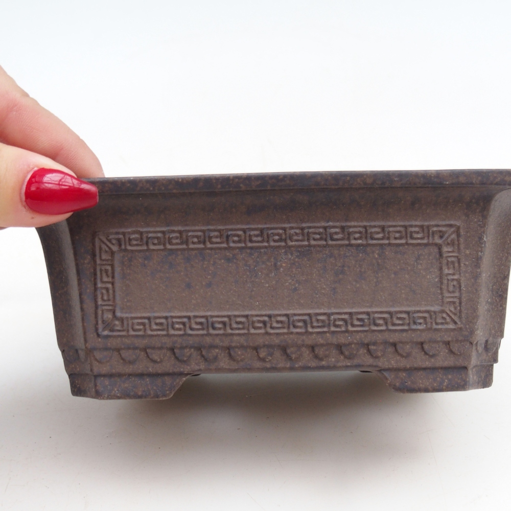 Bonsaischaal van keramiek 15,5 x 10,5 x 6 cm, okerbruin