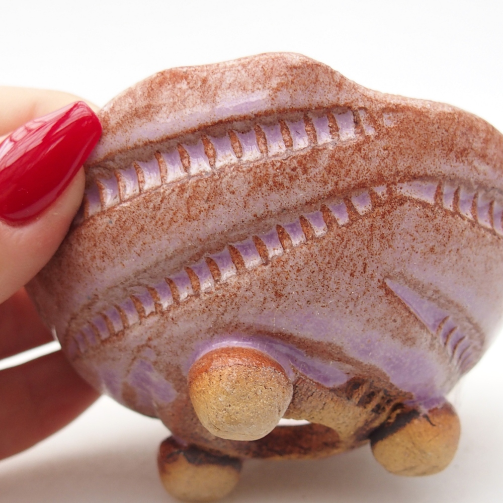 Keramische schaal 9 x 8,5 x 6,5 cm , kleur paars