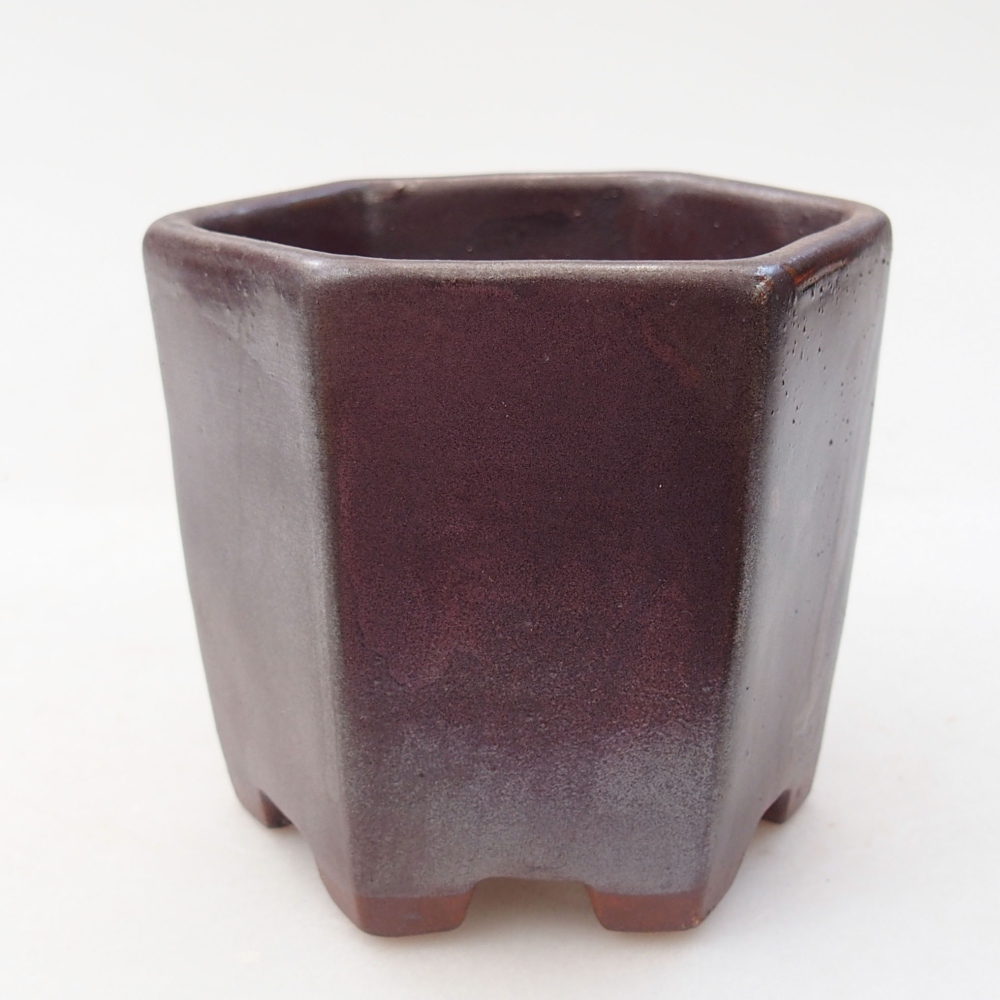 Bonsaischaal van keramiek 9 x 8 x 8 cm, metaalkleur