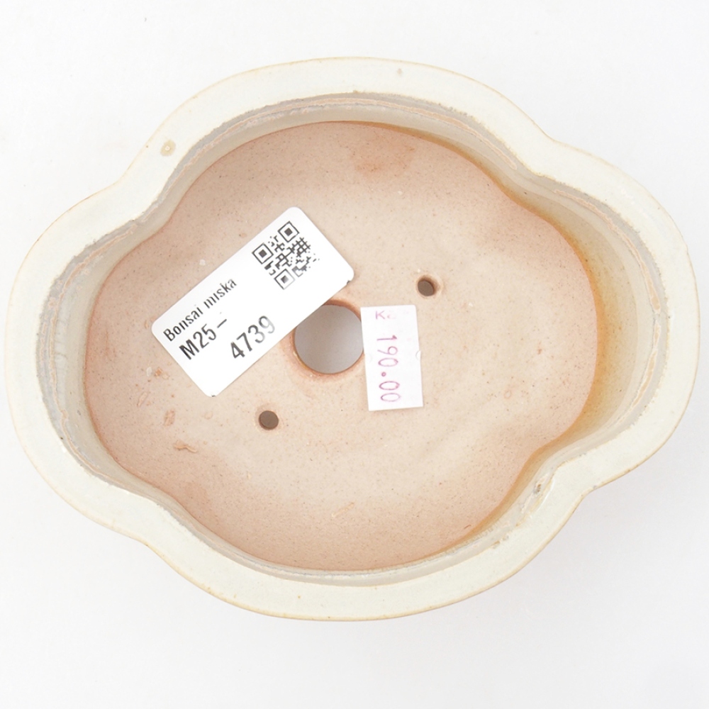Bonsaischaal van keramiek 12,5 x 10 x 4,5 cm, kleur beige