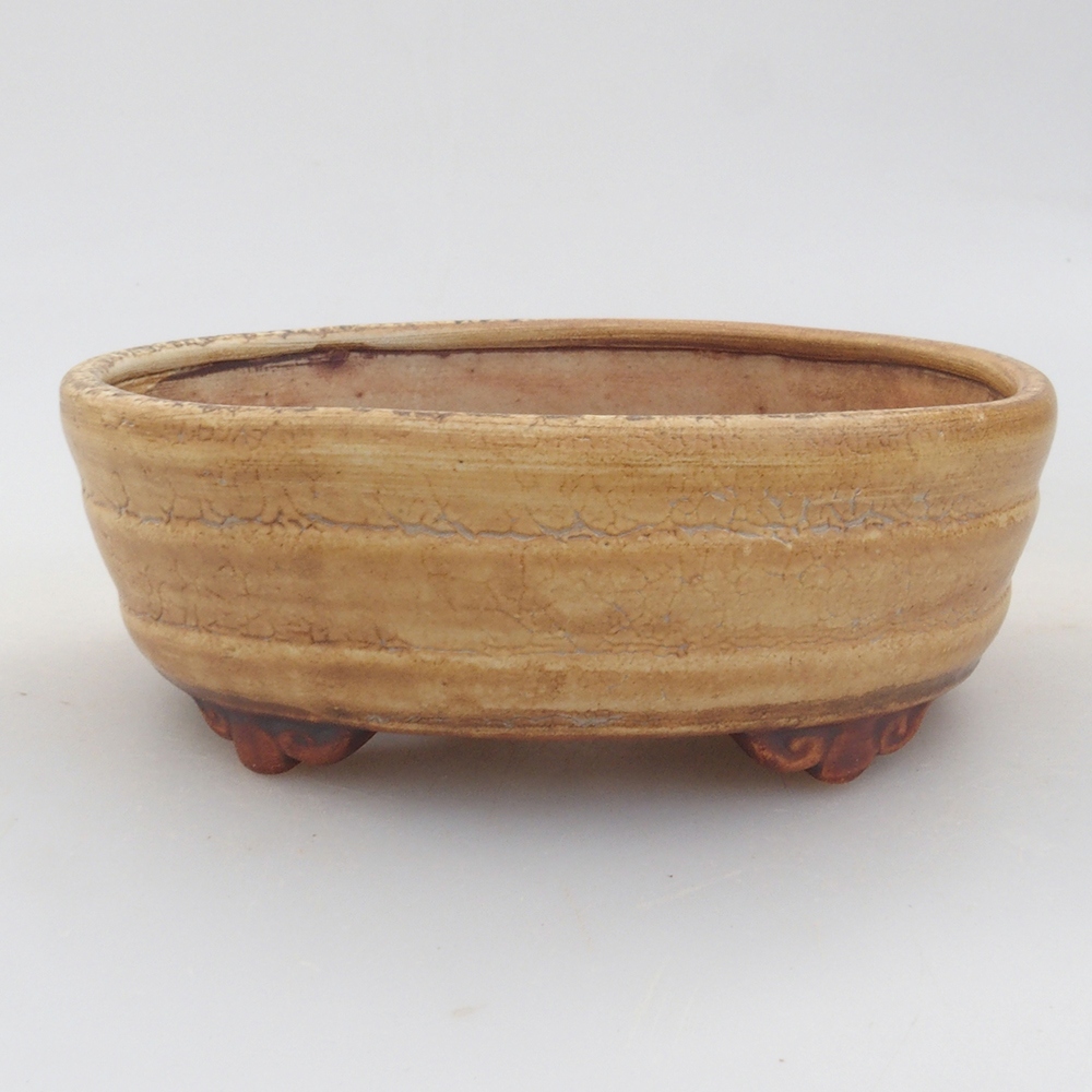 Bonsaischaal van keramiek 10 x 8,5 x 4 cm, bruin