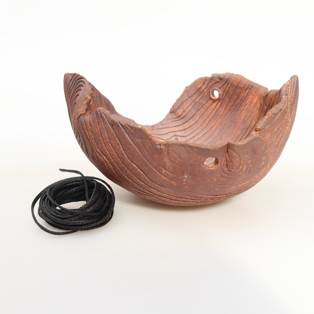 Keramische schaal voor Kokedama, 12 x 12 x 7 cm, kleur: bruin