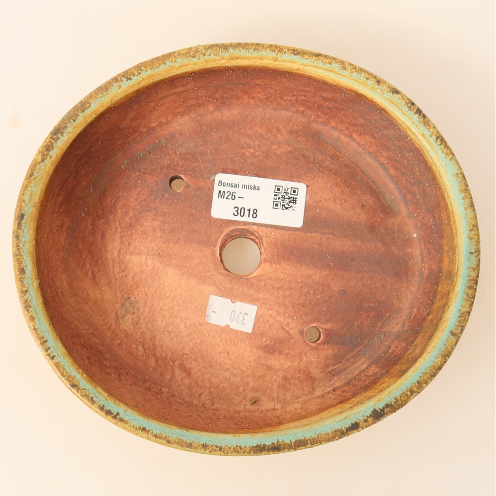 Bonsaischaal van keramiek 18,5 x 16,5 x 4,5 cm, groen