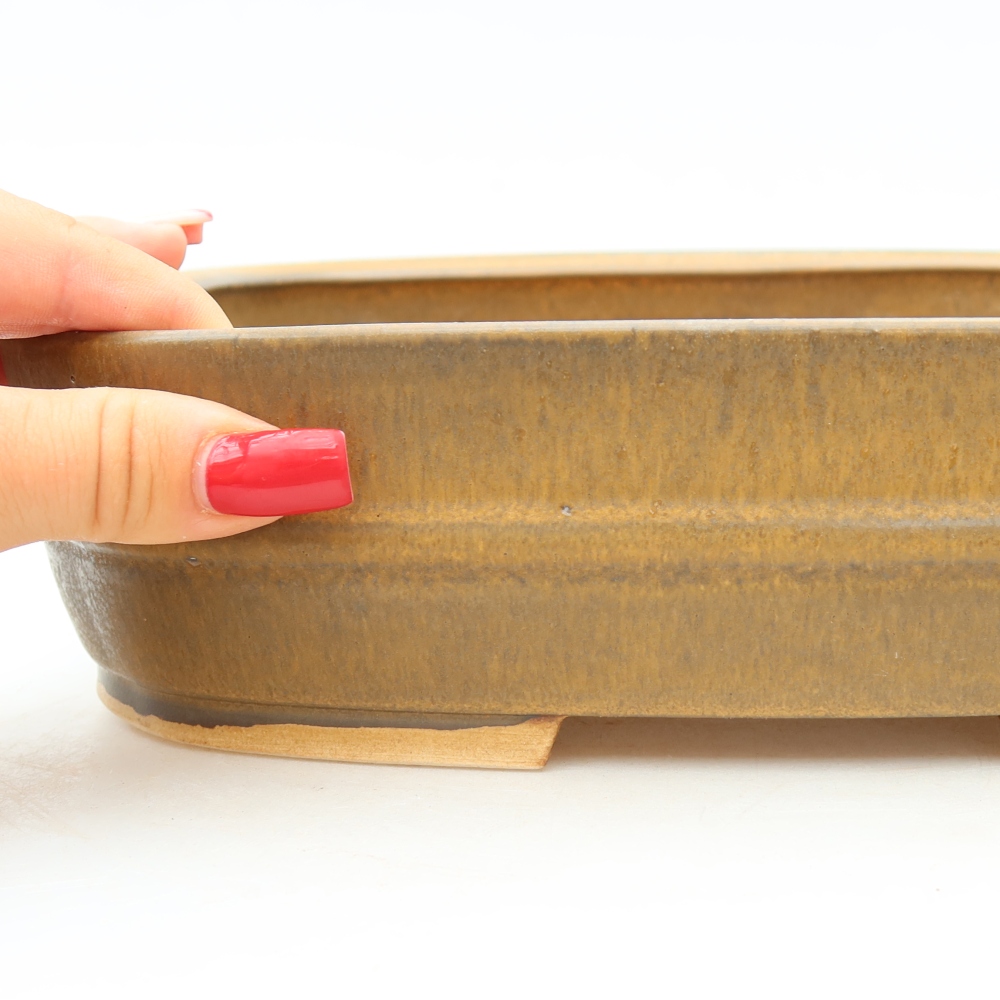 Keramische bonsaipot 24,5 x 20,5 x 6,5 cm, kleur: bruin
