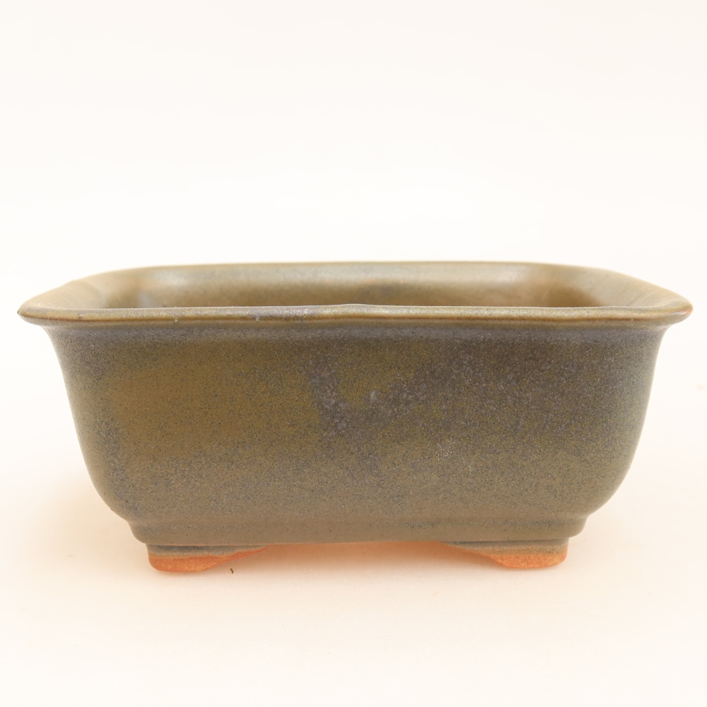 Bonsaischaal van keramiek 13,5 x 10,5 x 6 cm, groen