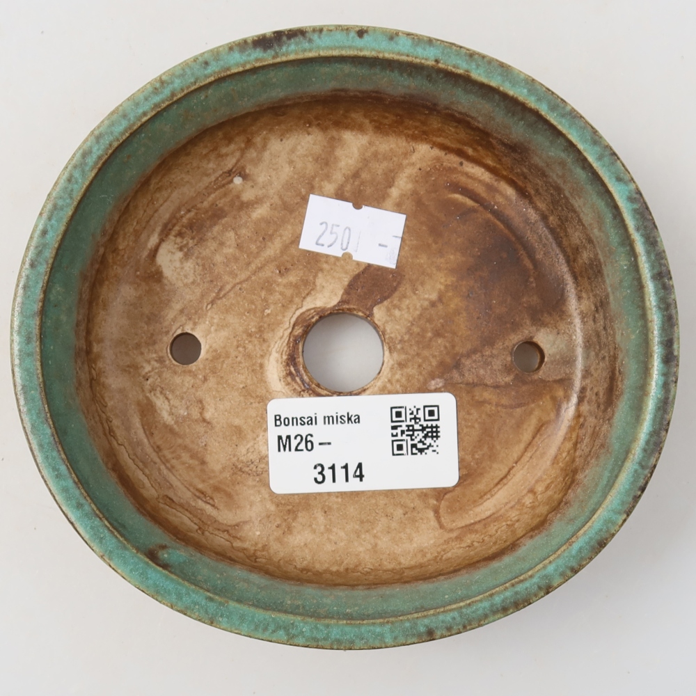 Keramische bonsaipot 12,5 x 11,5 x 3,5 cm, kleur groen