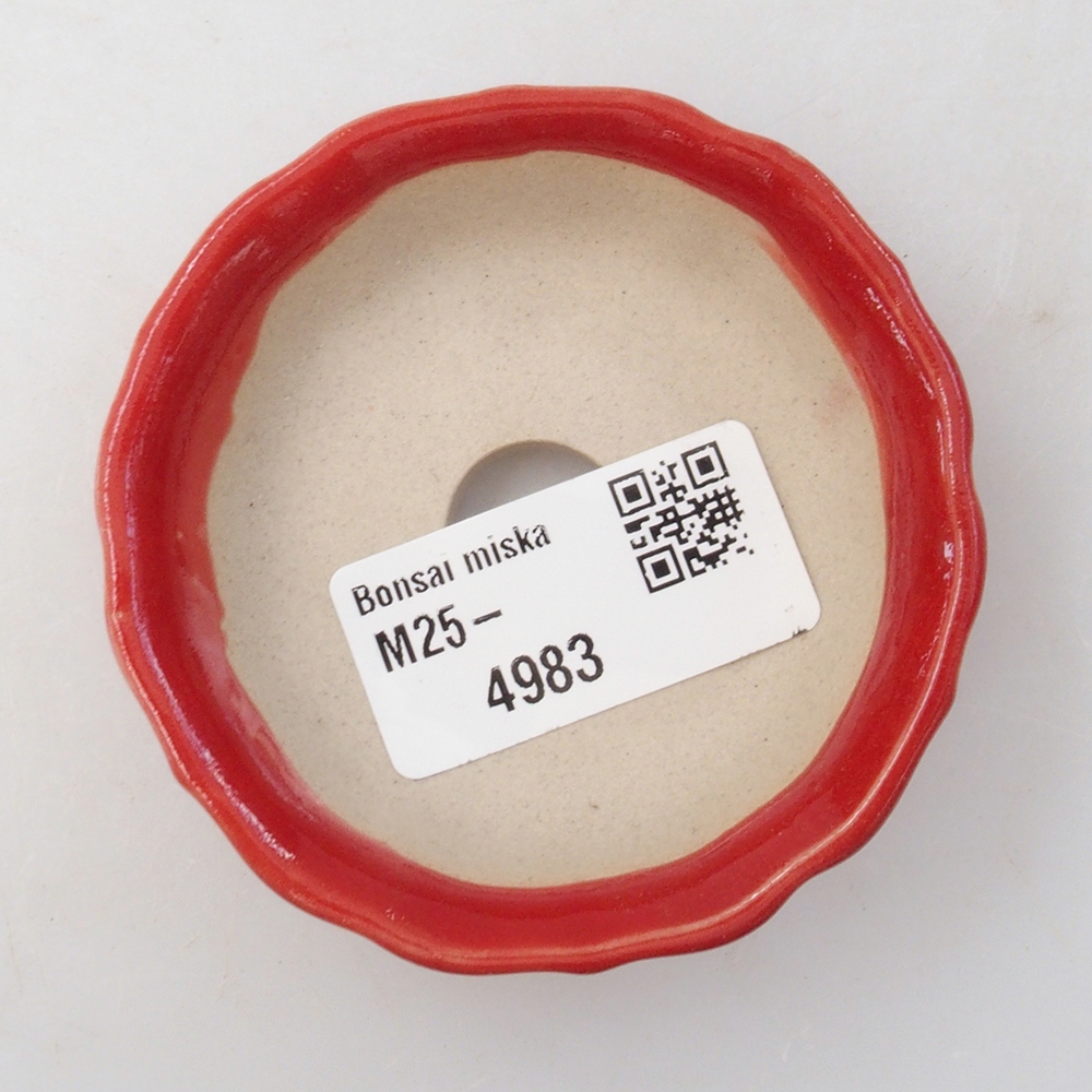 Mini bonsaischaal 7 x 7 x 2 cm, kleur rood