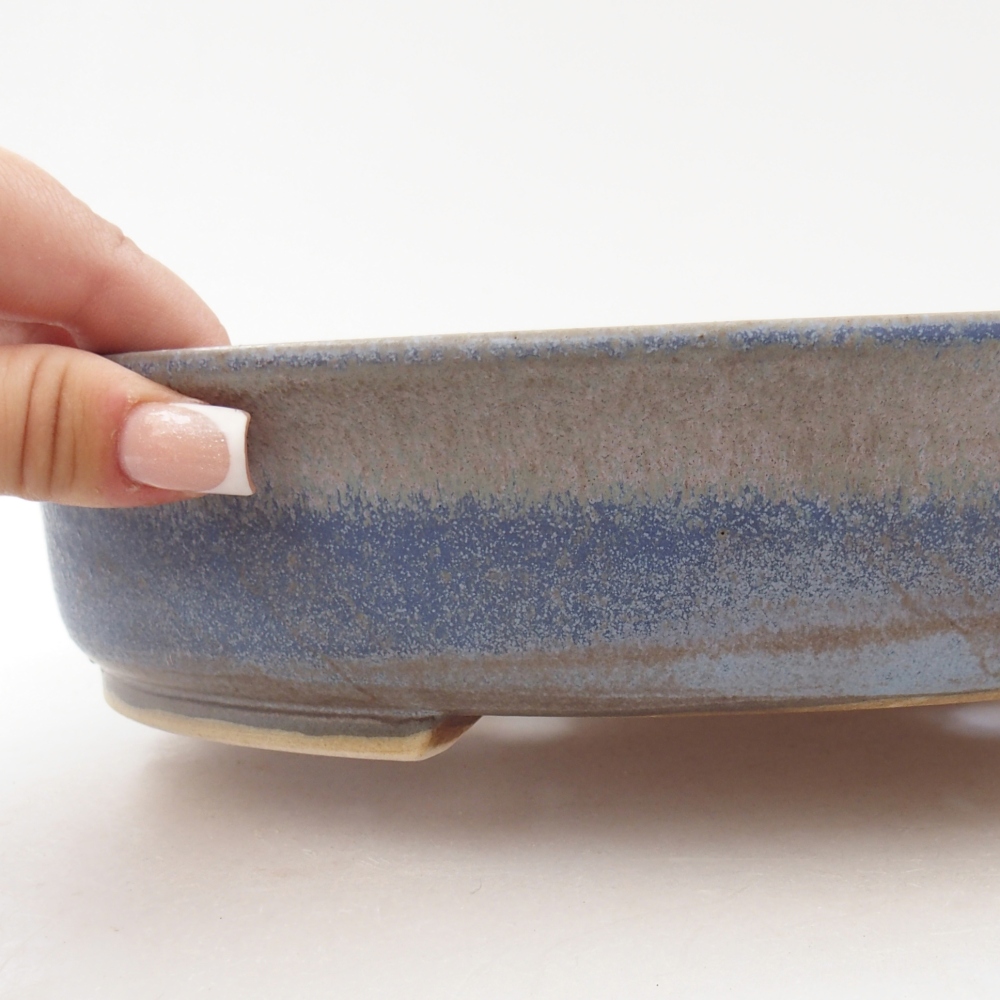 Bonsaischaal van keramiek 26,5 x 23,5 x 5,5 cm, kleur blauw