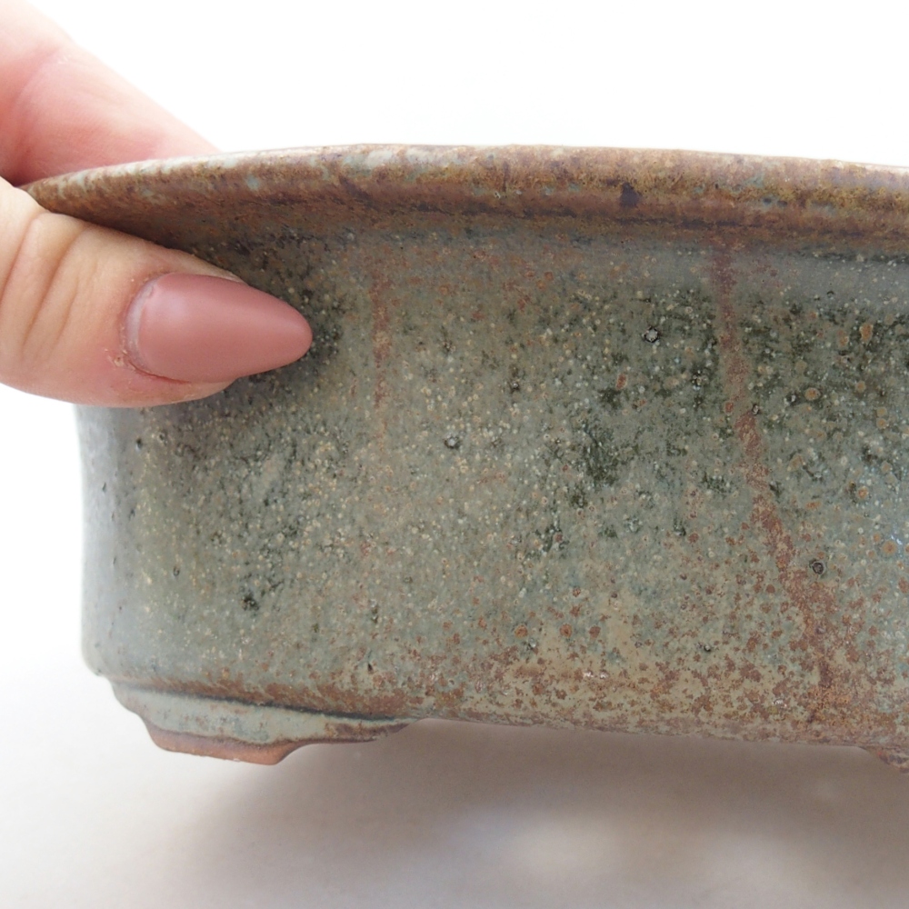 Bonsaischaal van keramiek 26 x 26 x 8 cm, kleur rood