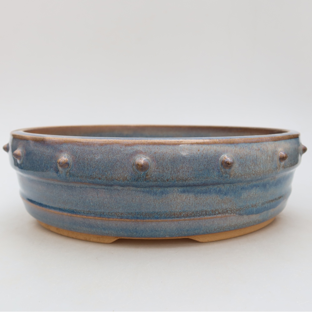 Keramische bonsaischaal 23,5 x 23,5 x 7 cm, kleur: blauw
