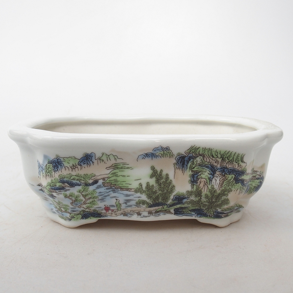 Bonsaischaal van keramiek 15 x 11 x 5 cm, kleur wit