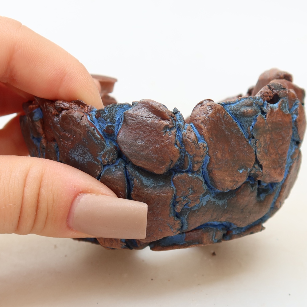 Keramische schaal 9 x 8,5 x 5 cm, kleur: blauw