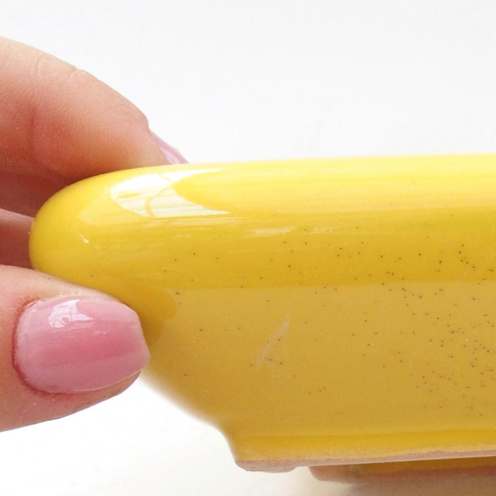 Bonsaischaal van keramiek 17 x 13,5 x 3,5 cm, geel