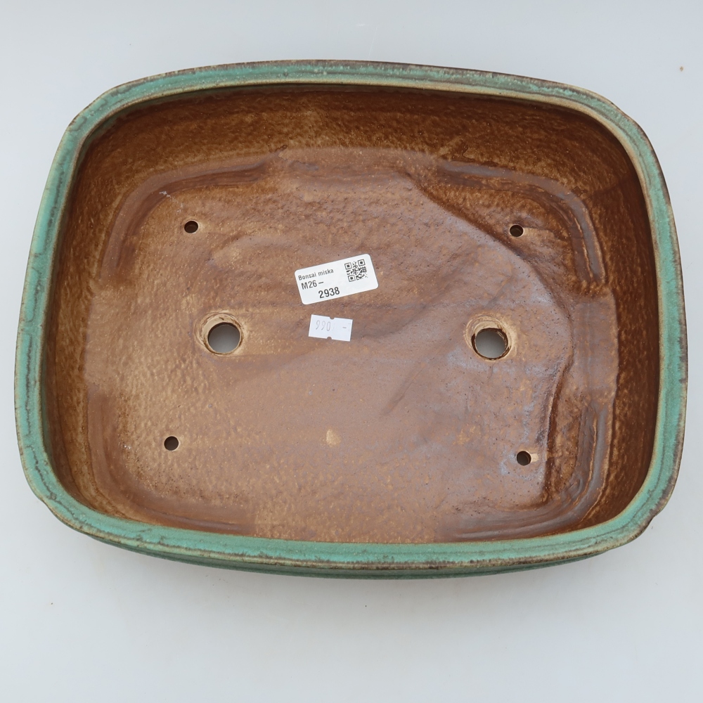 Keramische bonsaipot 29,5 x 24,5 x 7 cm, kleur groen