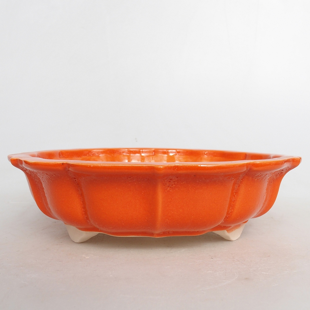 Bonsaischaal van keramiek 18,5 x 18,5 x 5,5 cm, oranje