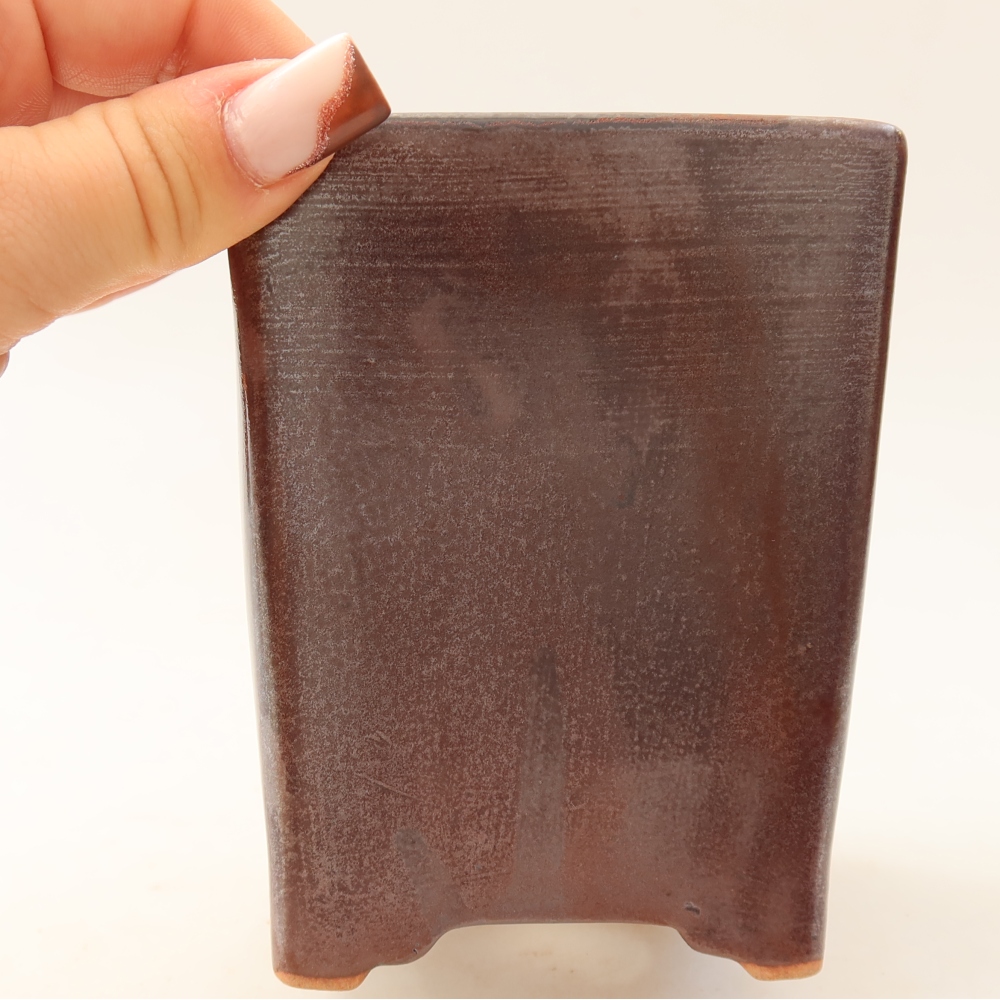 Keramische bonsaischaal 9 x 9 x 11,5 cm, kleur bruin
