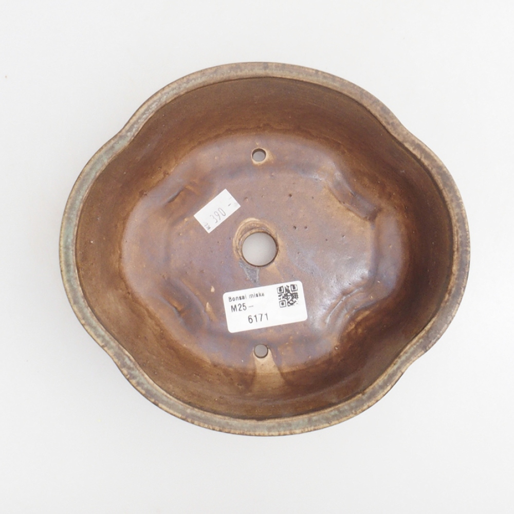 Bonsaischaal van keramiek 10 x 8,5 x 4 cm, bruin