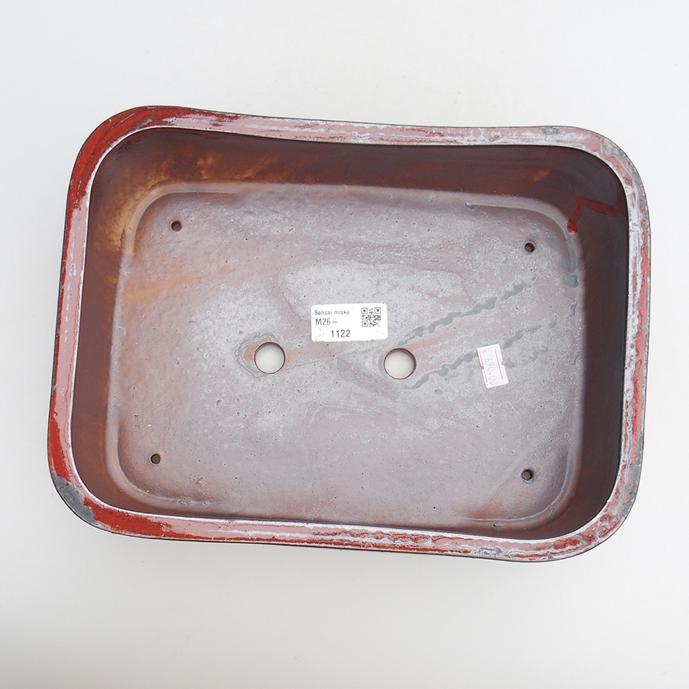 Bonsaischaal van keramiek 27,5 x 20 x 7 cm, kleur rood