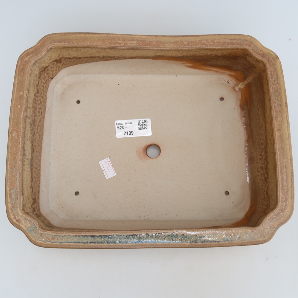 Bonsaischaal van keramiek 27,5 x 21,5 x 7 cm, kleur beige