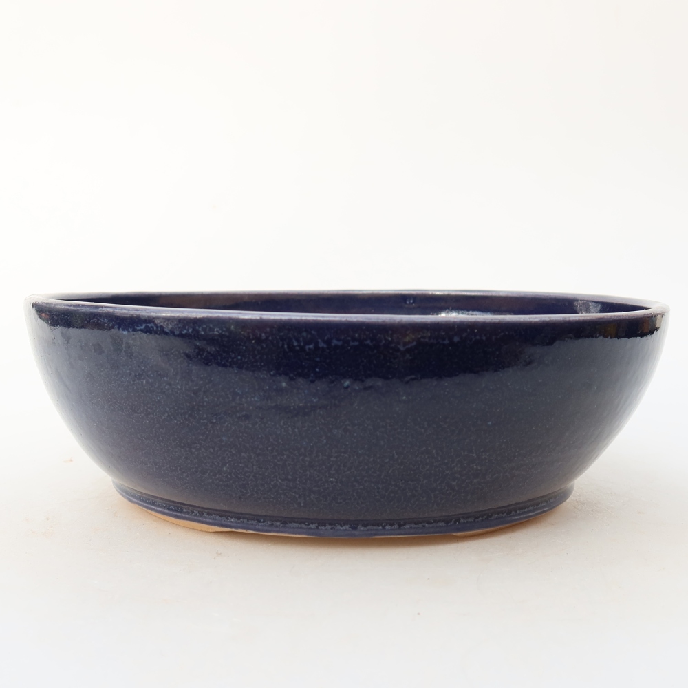 Bonsaischaal van keramiek 19 x 19 x 6 cm, kleur blauw