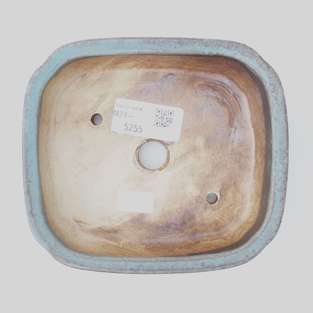 Bonsaischaal van keramiek 13,5 x 12 x 4 cm, kleur blauw