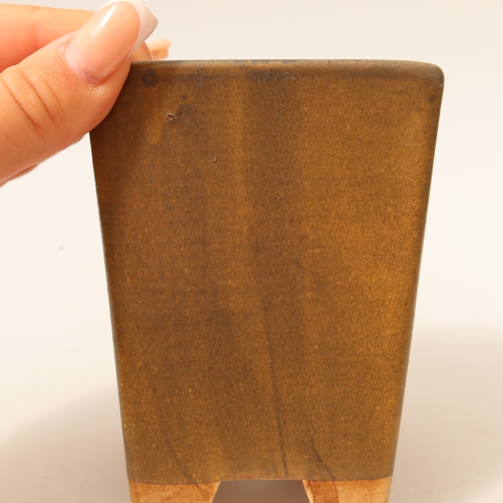 Keramische bonsaipot 8,5 x 8,5 x 10,5 cm, kleur bruin