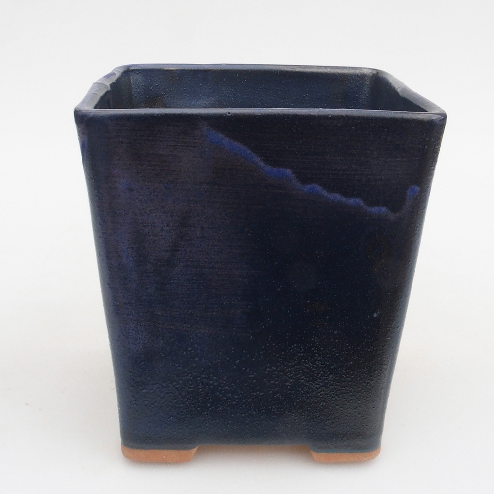 Bonsaischaal van keramiek 10,5 x 10,5 x 10,5 cm, kleur blauw
