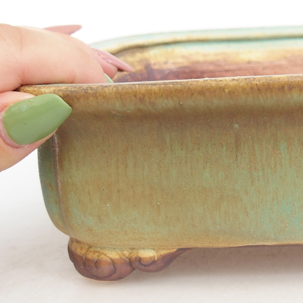 Bonsaischaal van keramiek 20 x 17 x 6 cm, groen