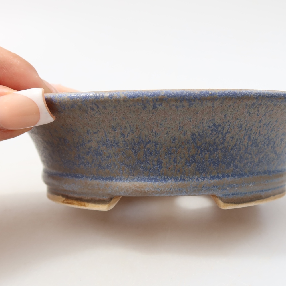 Bonsaischaal van keramiek 12,5 x 11,5 x 4 cm, kleur blauw