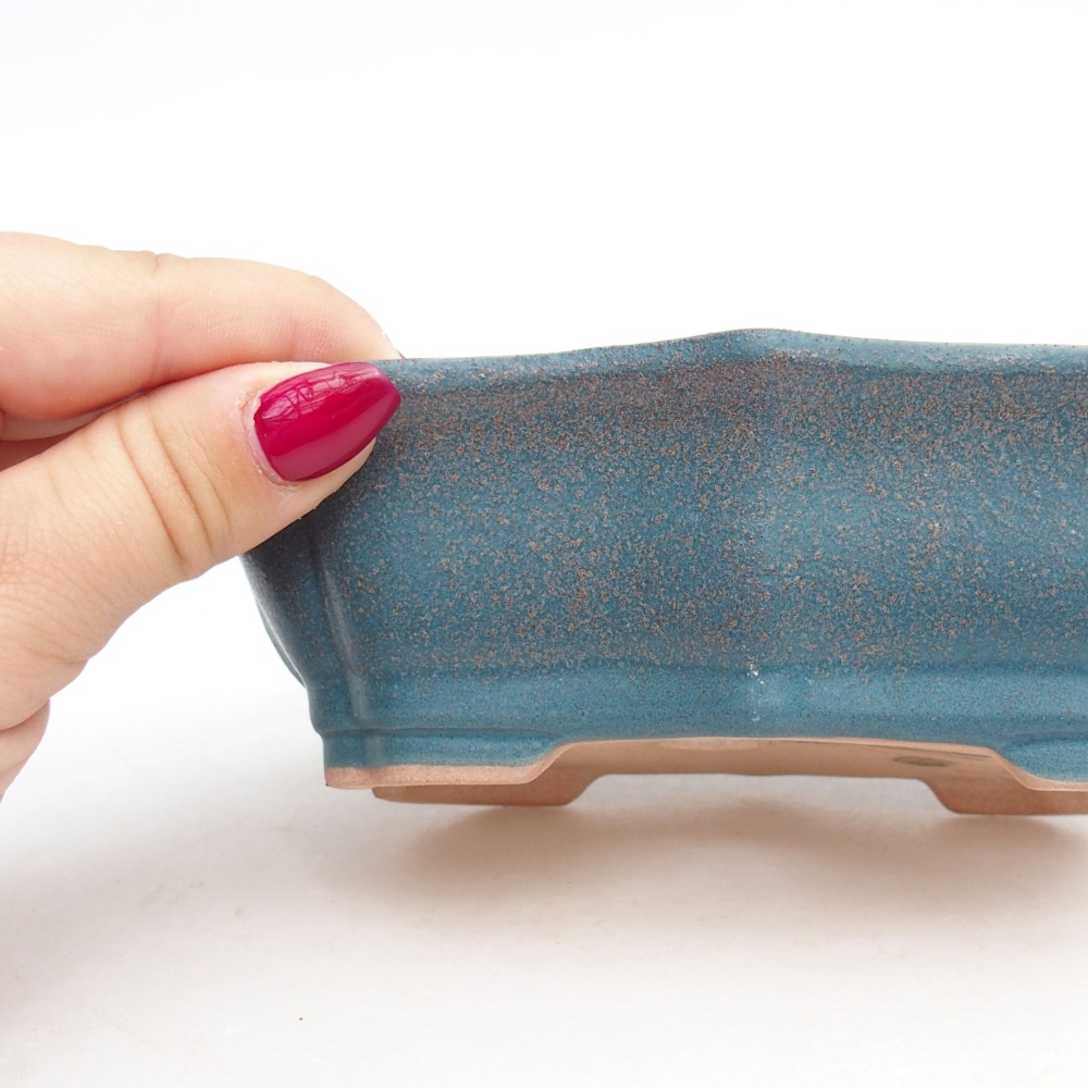 Bonsaischaal van keramiek 15,5 x 11,5 x 4,5 cm, kleur blauw