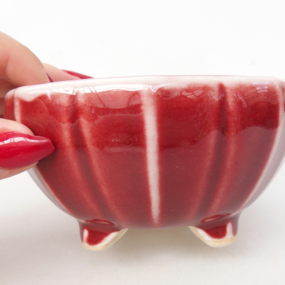 Bonsaischaal van keramiek 11 x 11 x 5,5 cm, kleur rood