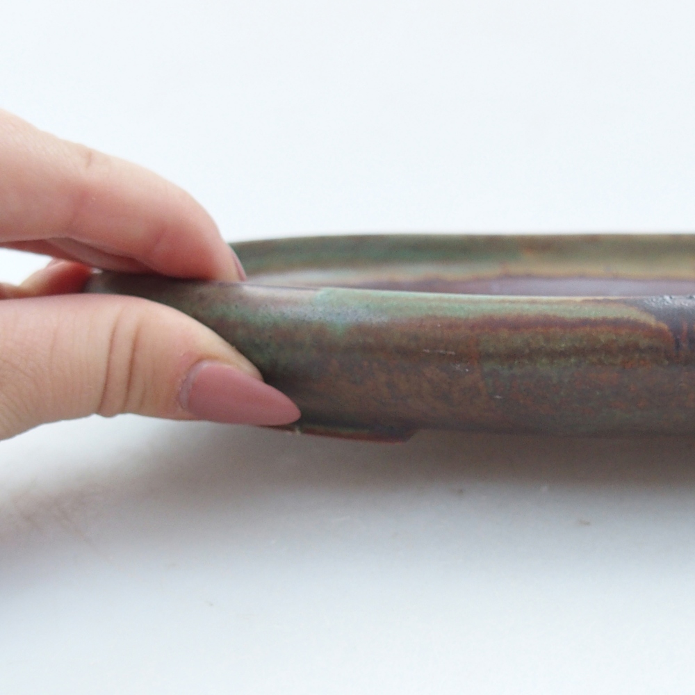 Bonsaischaal van keramiek 26 x 26 x 8 cm, kleur rood