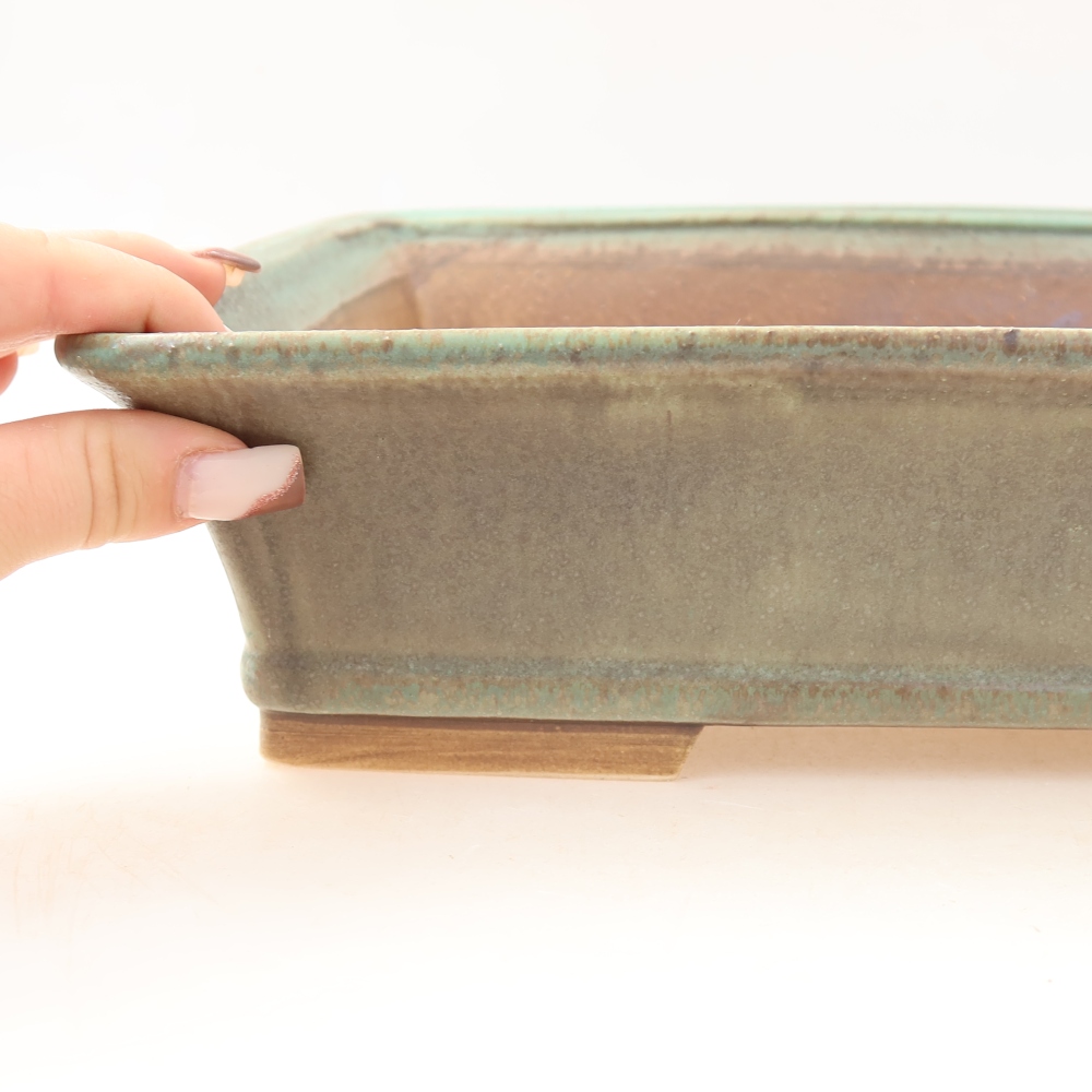 Keramische bonsaischaal 29,5 x 24,5 x 8 cm, kleur: groen