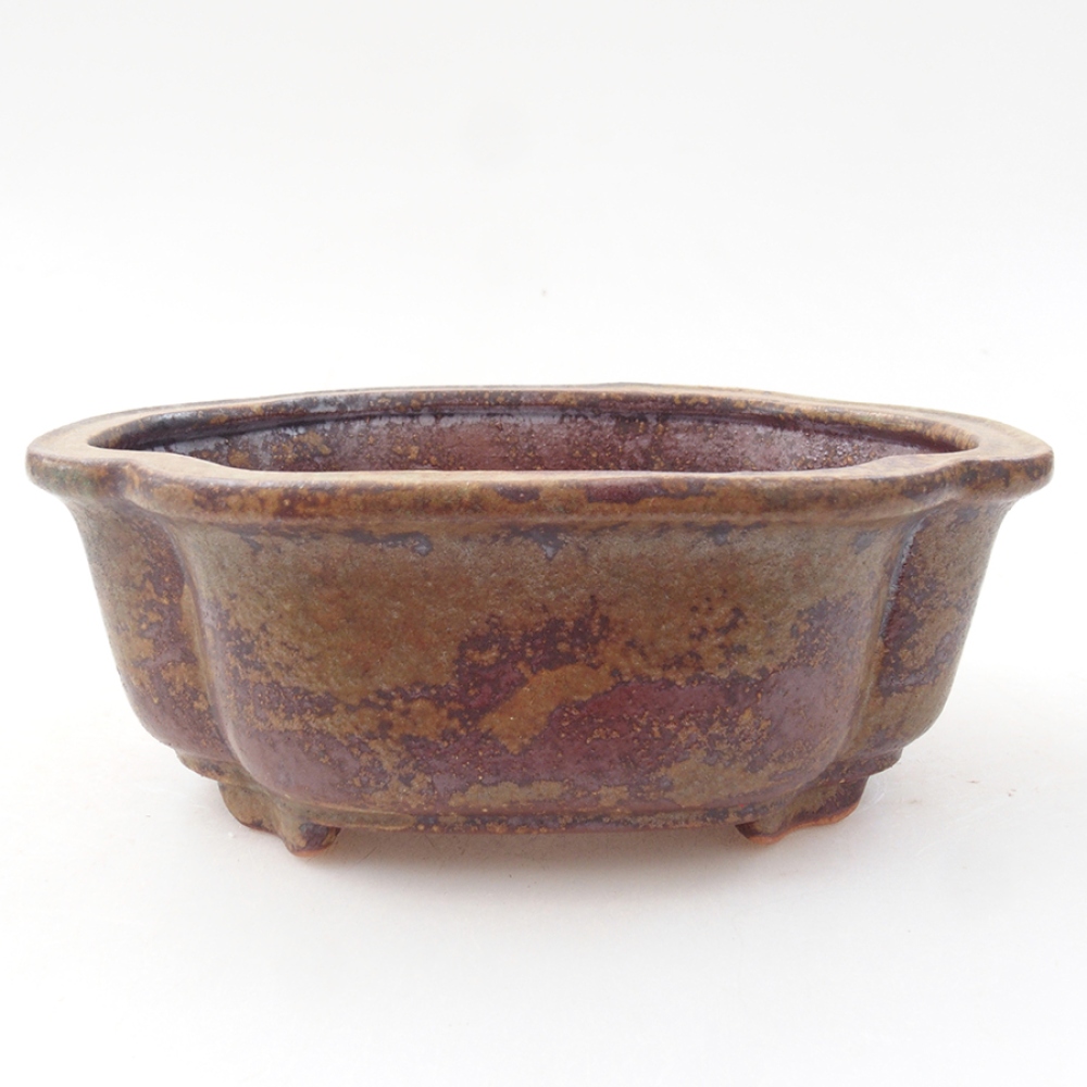 Bonsaischaal van keramiek 13,5 x 10 x 5 cm, kleur bruin
