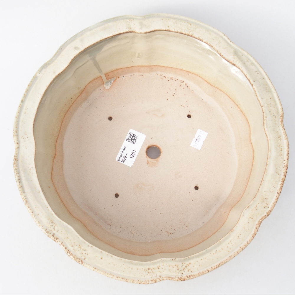 Bonsaischaal van keramiek 26 x 26 x 8,5 cm, kleur beige