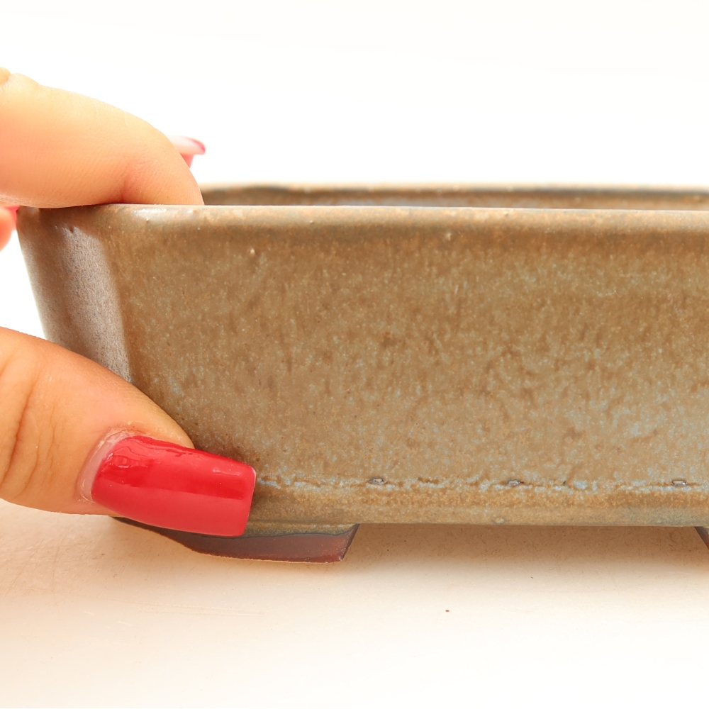 Keramische bonsai-schaal 13,5 x 11,5 x 4 cm, kleur: blauw