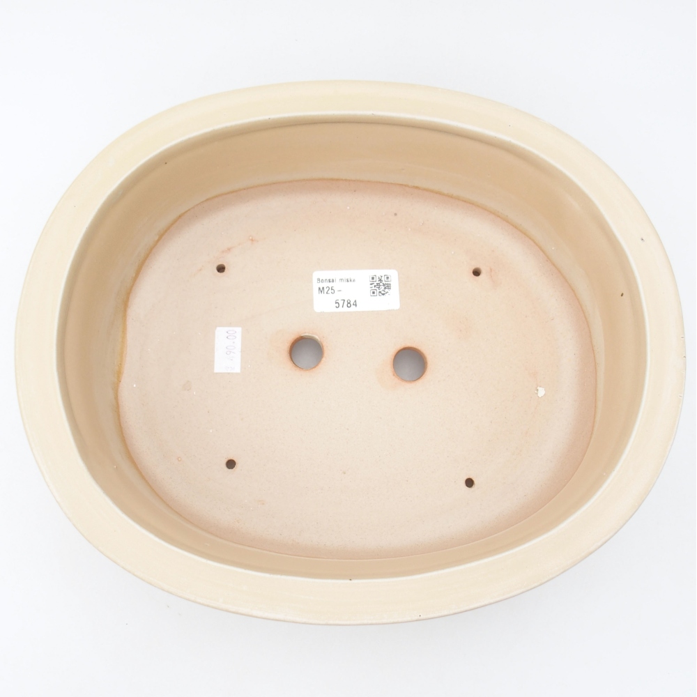 Bonsaischaal van keramiek 26 x 22 x 8 cm, kleur beige