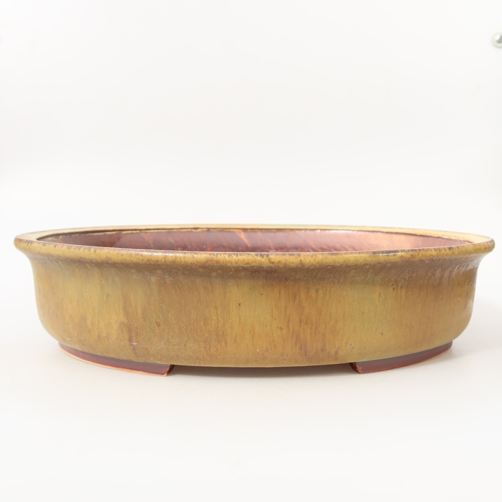 Keramische bonsaipot 31,5 x 27,5 x 7 cm, kleur groen
