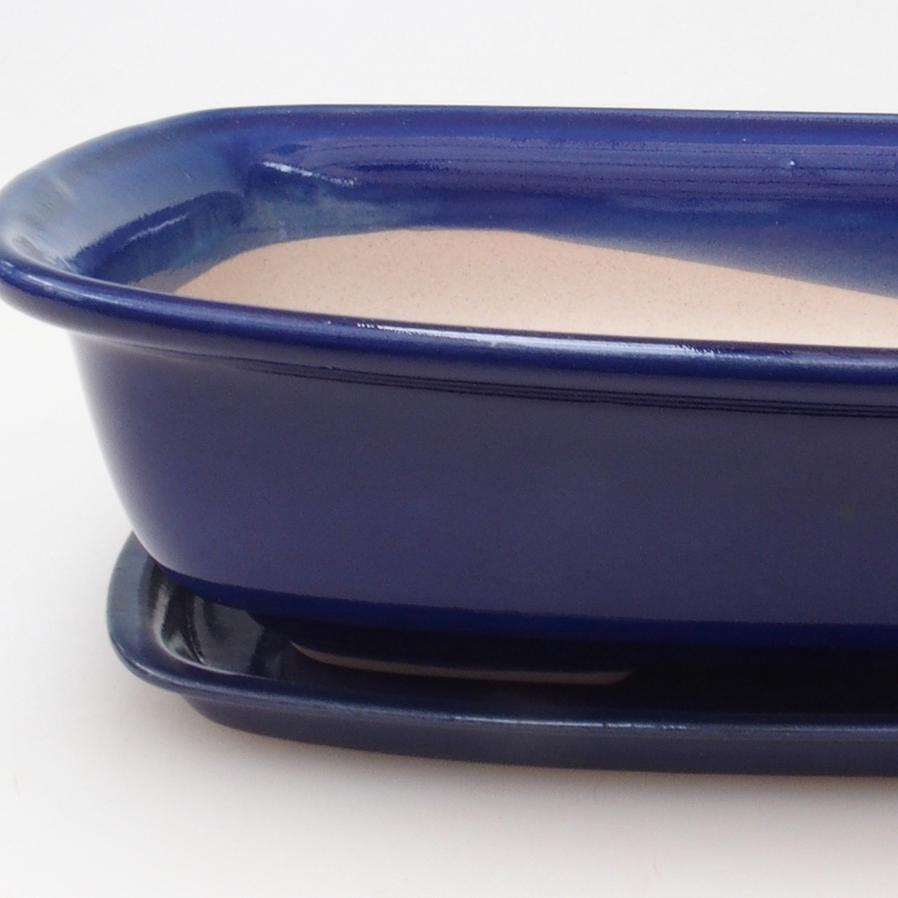 Bonsai kom + schotel H07 - 30 x 23 x 7,5 cm - blauw