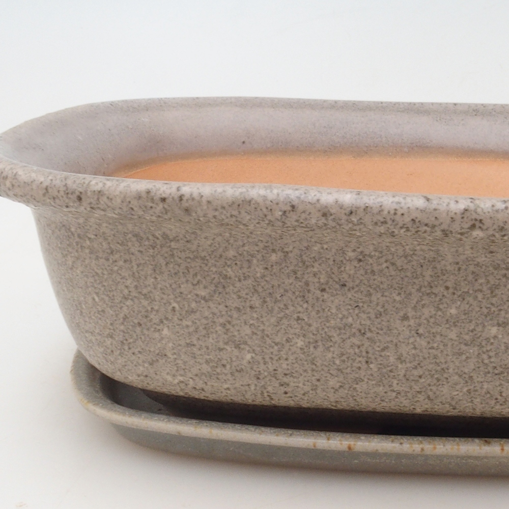 Bonsaischaal + schotel H09 - 30 x 23 x 7,5 cm - beige